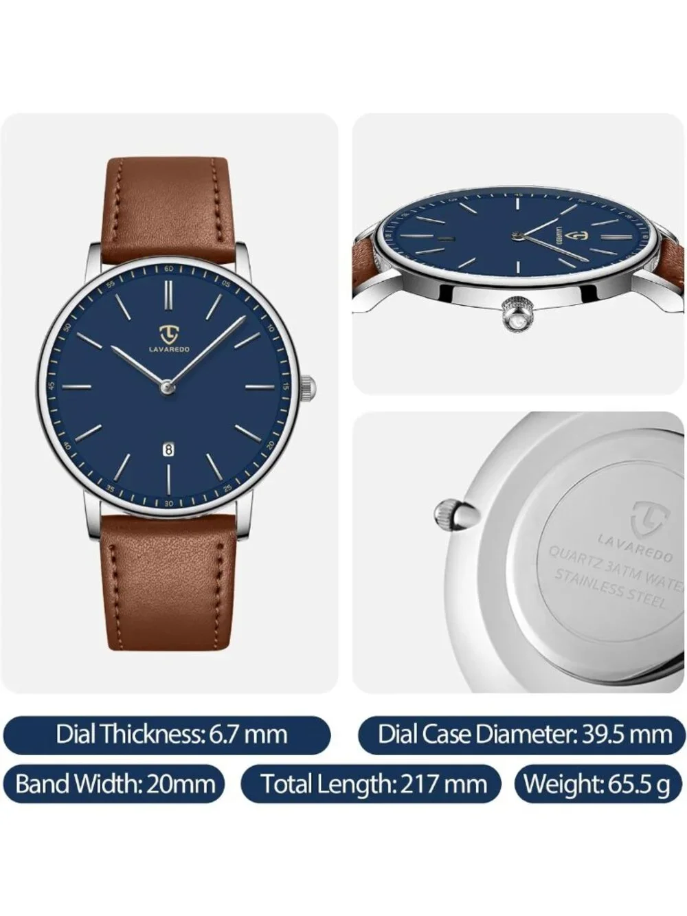 Stylish Minimalist Men's Analog Watch with Leather Strap & Date Feature